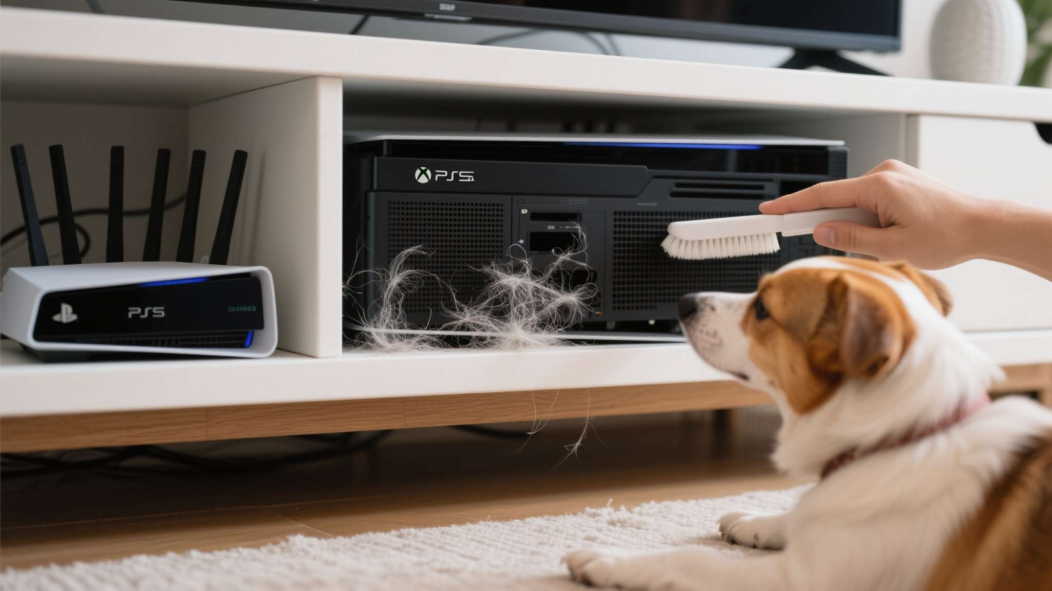 事实上，宠物毛发堵塞电子设备散热孔的情况相当普遍。不只是PS5，Xbox、PC主